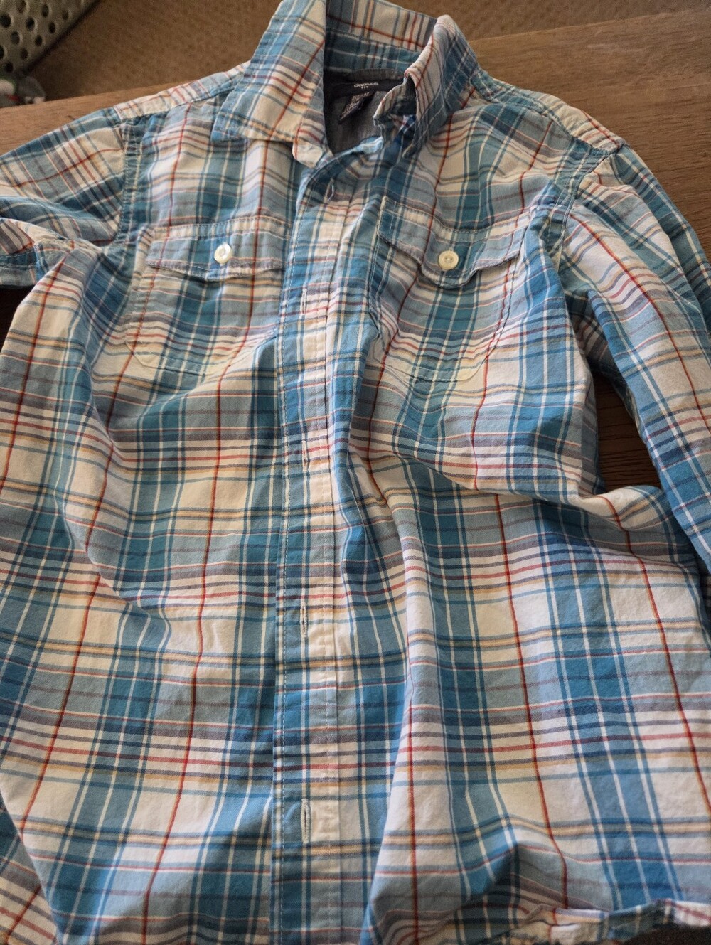 Boy's Blue Plaid Button-Up Shirt